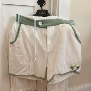 Athletic Shorts in White and Green